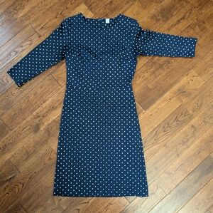 EUC Ladies Old Navy Polka Dot Sheath Midi 3/4 Sleeve Dress Size Small TALL
